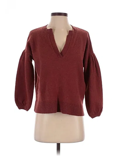 Pre-owned Madewell Wool Pullover Sweater In Burgundy