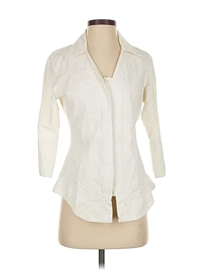 Pre-owned Scully 3/4 Sleeve Button Down Shirt In White