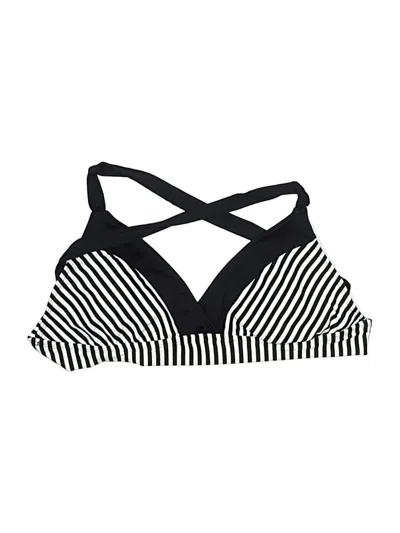 Pre-owned Unbranded Swimsuit Top Black Stripes Pattern Swimwear