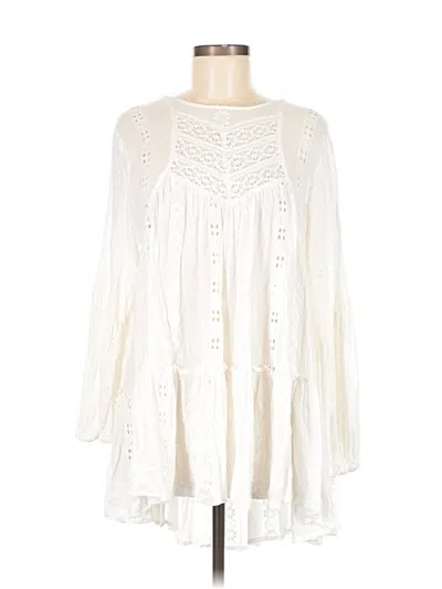 Pre-owned Free People Long Sleeve Blouse In White