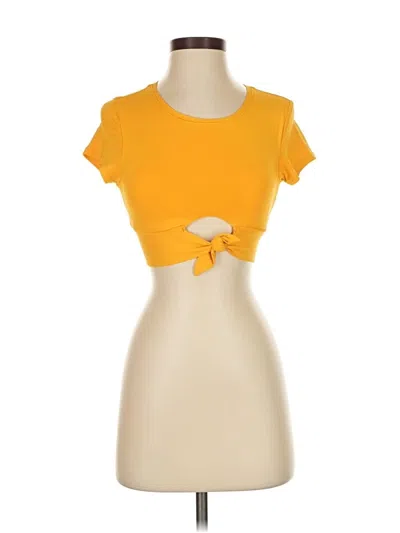 Pre-owned Robin Piccone Short Sleeve Top Yellow Keyhole Neckline Tops