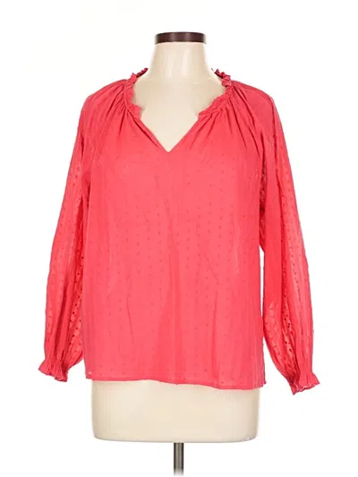 Pre-owned J.crew Factory Store Long Sleeve Blouse In Red