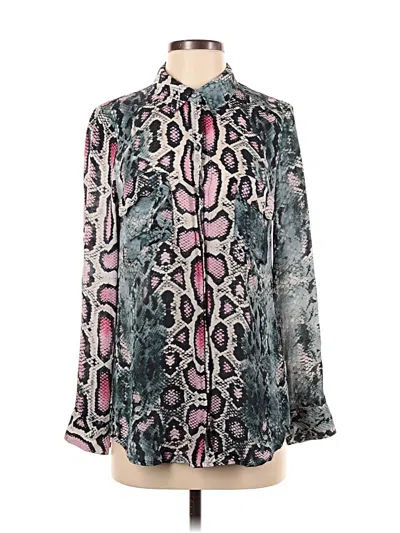 Pre-owned Charlie Jade Long Sleeve Blouse In Silver