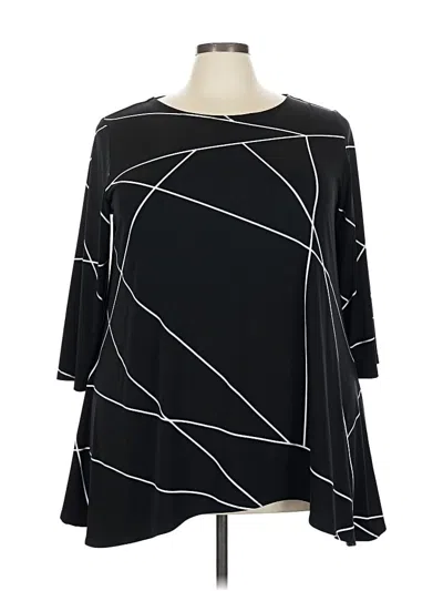 Pre-owned Alfani 3/4 Sleeve Top Black Boatneck Tops