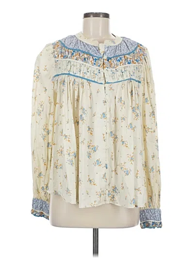 Pre-owned Free People Long Sleeve Blouse In White