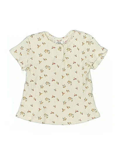 Pre-owned Zara Baby Kids' Short Sleeve Henley Shirt In White