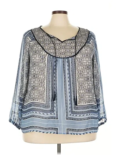 Pre-owned Rose + Olive 3/4 Sleeve Blouse In Blue