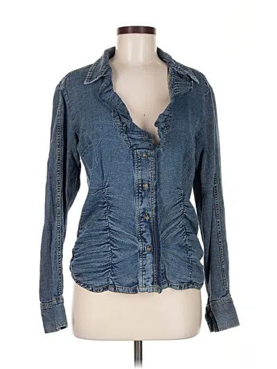 Pre-owned Pilcro Long Sleeve Blouse In Blue