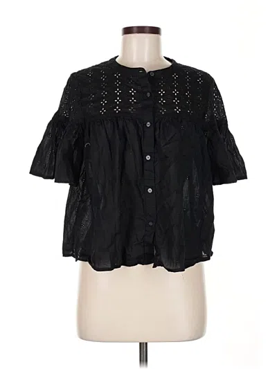 Pre-owned Gap Short Sleeve Blouse In Black