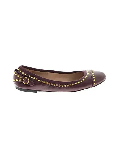 Pre-owned Tory Burch Flats In Burgundy