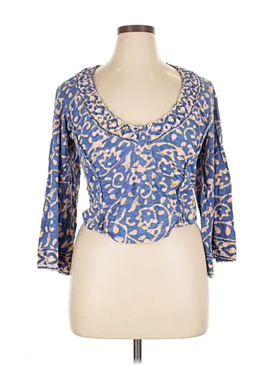Pre-owned Free People 3/4 Sleeve Blouse In Blue