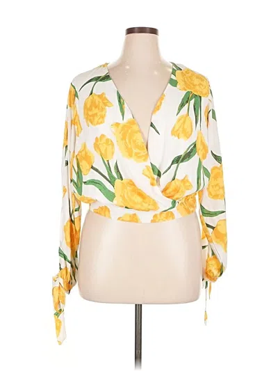 Pre-owned Ashley Stewart 3/4 Sleeve Blouse In Yellow