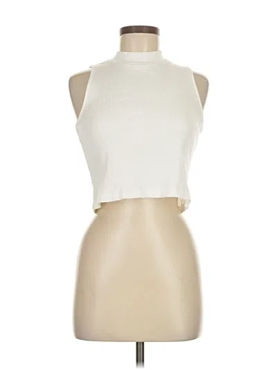 Pre-owned Uniqlo Tank Top Ivory Halter Neckline Tops In White