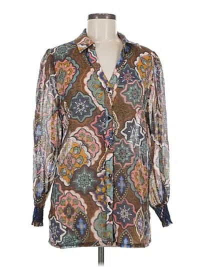 Pre-owned Paparazzi Long Sleeve Blouse In Brown
