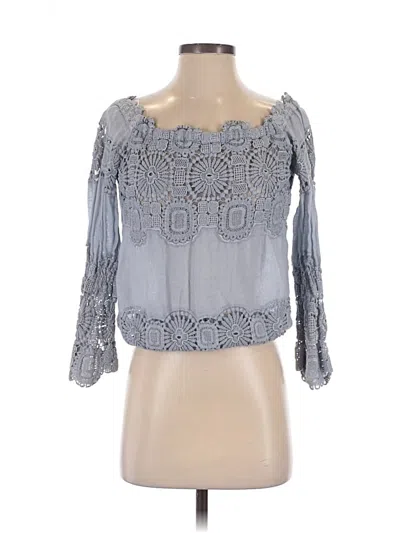 Pre-owned Temptation Positano 3/4 Sleeve Blouse In Gray