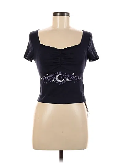 Pre-owned Romwe Short Sleeve Top Black Sweetheart Neckline Tops