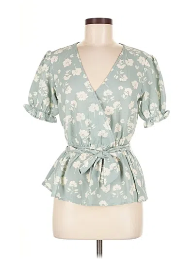 Pre-owned Adore Me Short Sleeve Blouse In Green