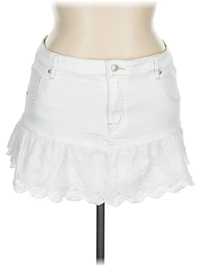 Pre-owned Madden Nyc Denim Skirt In White