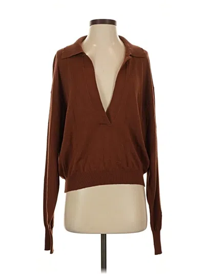 Pre-owned Good American Long Sleeve Blouse In Brown
