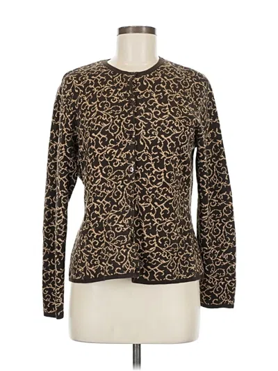 Pre-owned Talbots Silk Cardigan Sweater In Brown