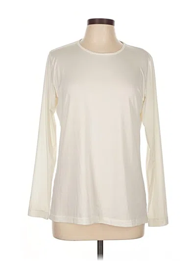 Pre-owned Lands' End Long Sleeve T-shirt In White