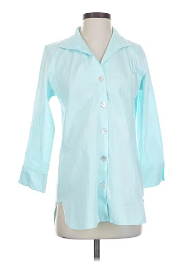 Pre-owned Foxcroft 3/4 Sleeve Button Down Shirt In Blue