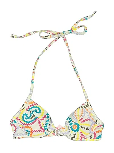 Pre-owned Unbranded Swimsuit Top Ivory Paisley Pattern Swimwear In White