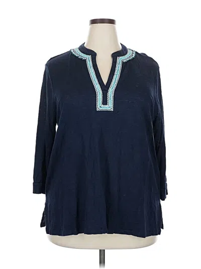 Pre-owned Chico's 3/4 Sleeve Blouse In Blue