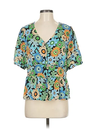 Pre-owned Cabi Short Sleeve Blouse In Blue