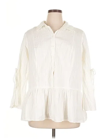 Pre-owned Style & Co 3/4 Sleeve Blouse In White