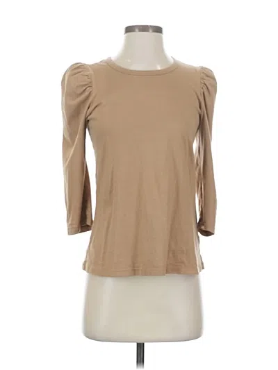 Pre-owned Pomander Place 3/4 Sleeve Top Tan Sweetheart Neckline Tops In Brown