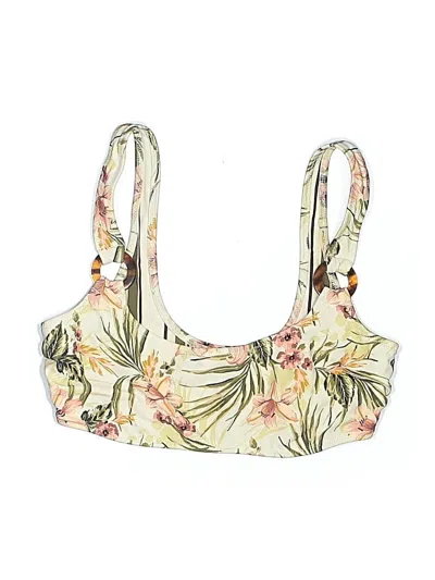 Pre-owned Abercrombie & Fitch Swimsuit Top Ivory Floral Pattern Swimwear In White