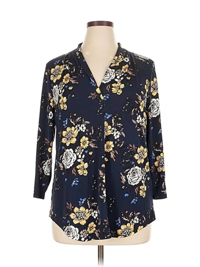 Pre-owned Charter Club 3/4 Sleeve Blouse In Blue