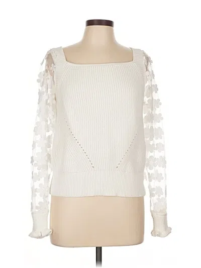 Pre-owned Industry Long Sleeve Top Ivory Square Neckline Tops In White