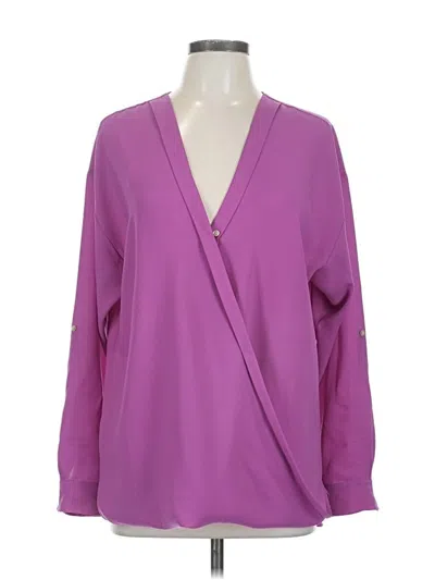 Pre-owned Ann Taylor Long Sleeve Blouse In Purple