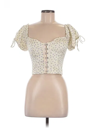 Pre-owned Princess Polly Short Sleeve Blouse In White