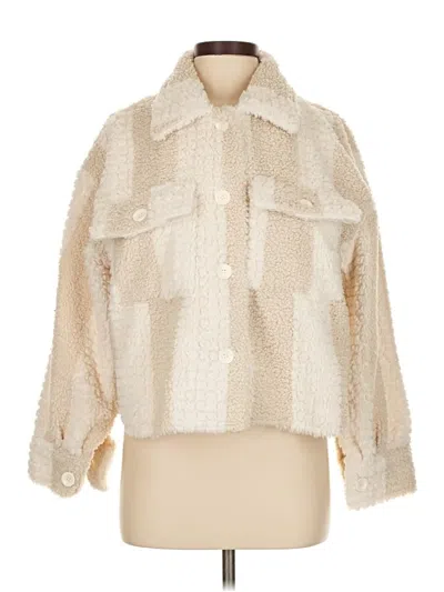 Pre-owned Blu Pepper Faux Fur Jacket In White