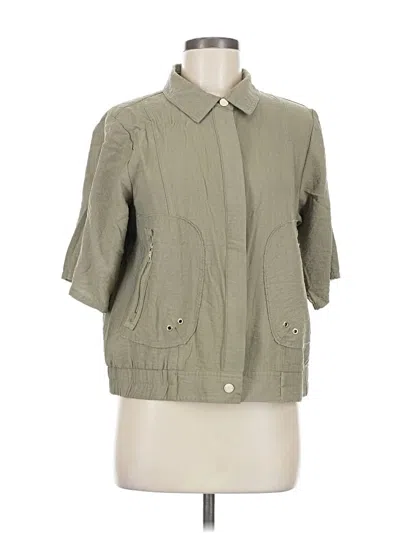 Pre-owned Dkny 3/4 Sleeve Button Down Shirt In Green