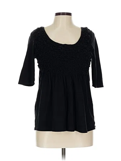 Pre-owned Deletta 3/4 Sleeve Top Black Scoop Neck Tops