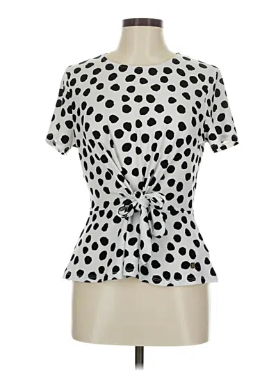 Pre-owned Anne Klein Short Sleeve Blouse In White