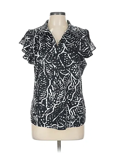 Pre-owned Chico's Short Sleeve Polo Shirt In Black