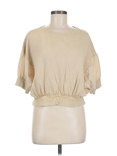 Pre-owned Pilcro Short Sleeve Top Tan Keyhole Neckline Tops In Brown