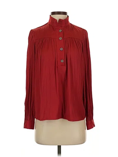 Pre-owned By Anthropologie Long Sleeve Blouse In Red