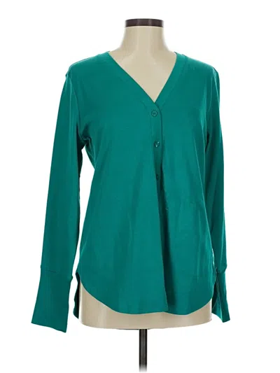 Pre-owned Isaac Mizrahi Live Long Sleeve Henley Shirt In Blue