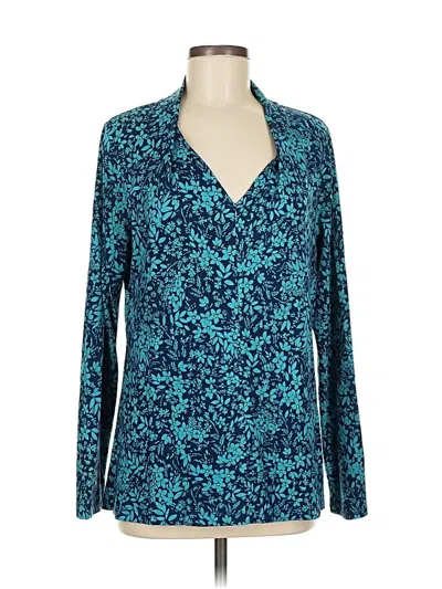 Pre-owned Isaac Mizrahi Live Long Sleeve Blouse In Blue