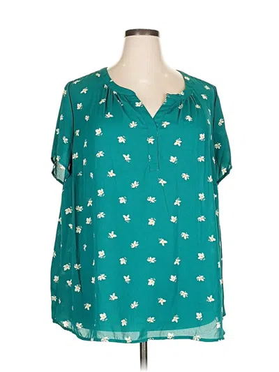 Pre-owned Mix By 41 Hawthorn Short Sleeve Blouse In Blue