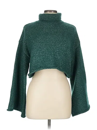 Pre-owned Forever 21 Turtleneck Sweater In Green