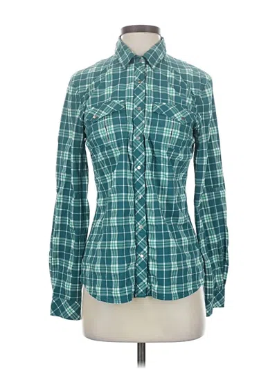 Pre-owned Rei Long Sleeve Button Down Shirt In Blue