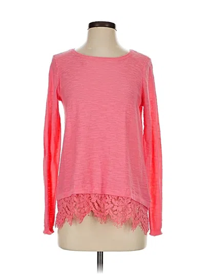 Pre-owned New Directions Long Sleeve Top Pink Boatneck Tops
