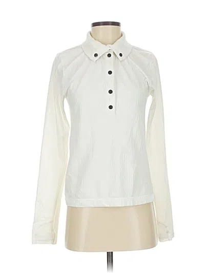 Pre-owned Athleta Long Sleeve Polo Shirt In White